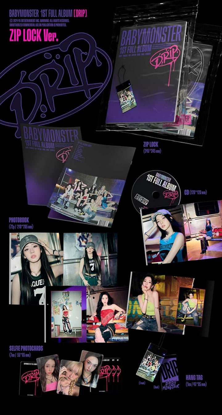 BABYMONSTER DRIP 1st FULL Album (Photobook - ZIP LOCK VER.) Fotobuch – Version mit Reissverschluss,