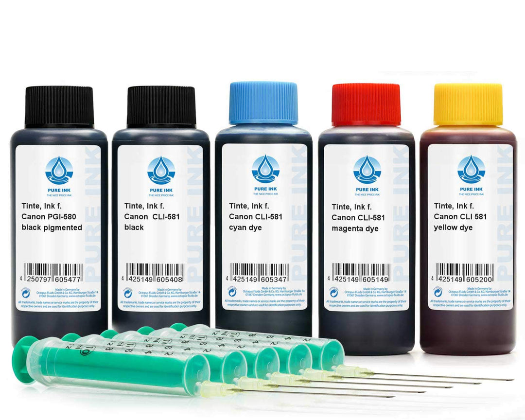 Nachfülltinten Set für Canon PGI-580 und CLI-581, Foto Blau