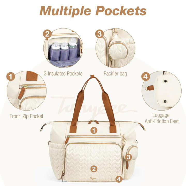 Wickeltasche mit Schnullertasche und Wickelunterlage, Wickelrucksack Multifunktions-Babytasche für G