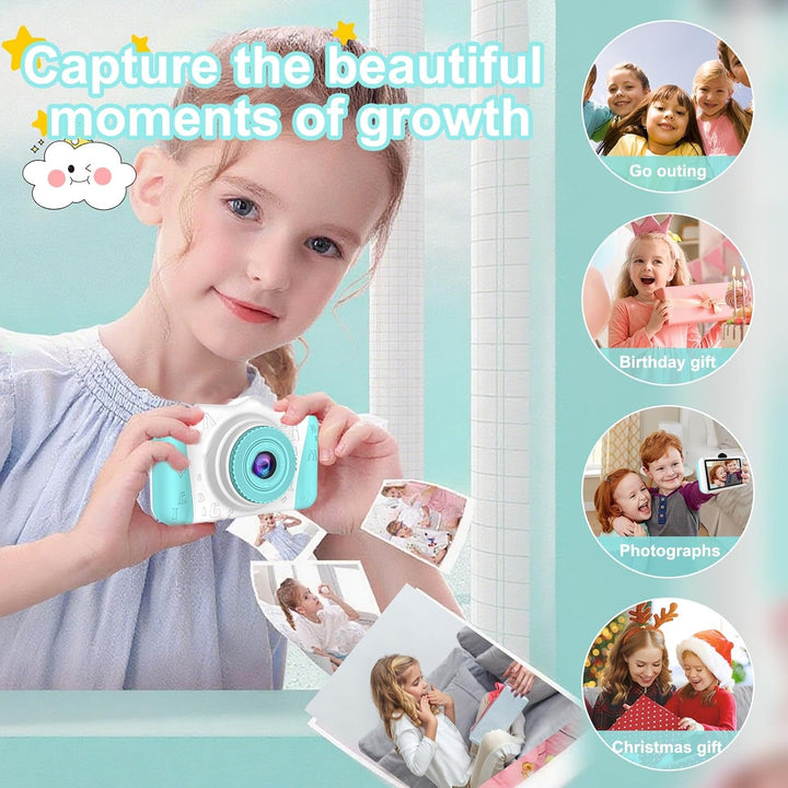 Kinderkamera,3,5-Zoll Grossbildschirm,Digitalkamera Kinder Fotoapparat mit 32GB-Karte,1080P HD 12MP,