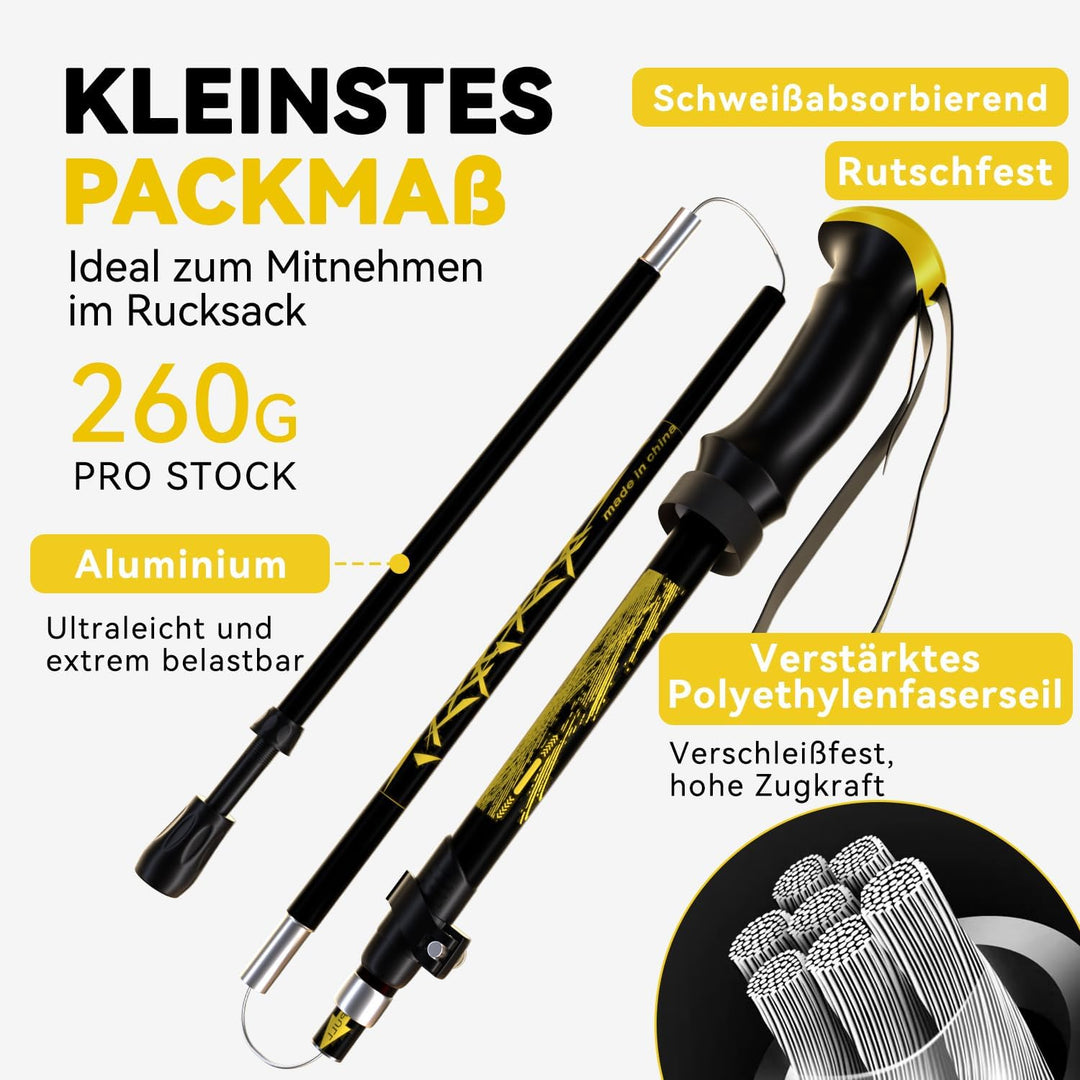 DOBESTS Wanderstöcke, Nordic Walking Stöcke Aluminium Schwarz Premium, Schwarz Premium