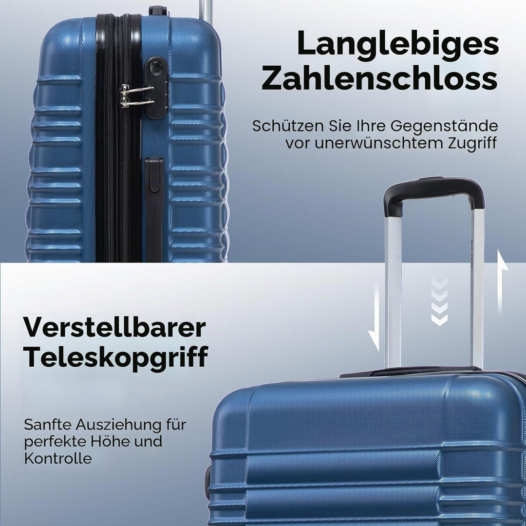 3tlg Hartschalenkofferset Kofferset, (55/66/76CM), Erweiterbare Kapazität, Eckenschutz Handgepäck Ko