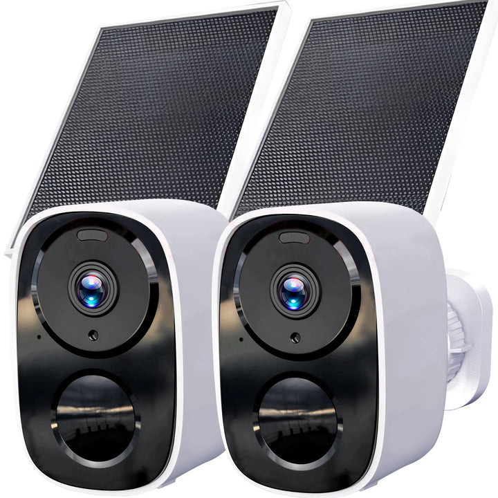 HITELLARCAM 2K Überwachungskamera Aussen Akku Solar, 5GHz/2.4GHz WLAN, 2 Set Weiss 2PCS Kamera with