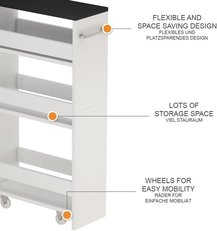 Vicco Rollregal Rivo, Weiss/Anthrazit, 20 x 84.4 cm Weiss/Anthrazit 20 cm, Weiß/Anthrazit 20 cm