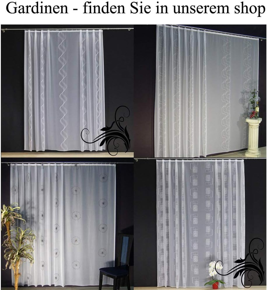 EASYHomefashion Fertiggardine nach Mass Voile Store weiss, massgefertigt, halbtransparent mit FLACHF