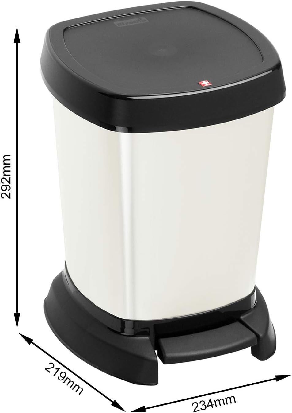 Rotho Paso Mülleimer 6l für das Bad, Kunststoff, weiss Weiss, Weiss