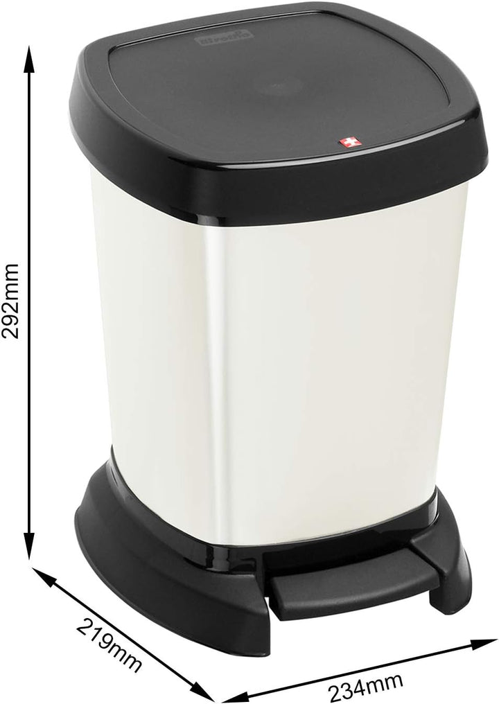 Rotho Paso Mülleimer 6l für das Bad, Kunststoff, weiss Weiss, Weiss