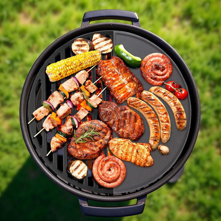 Wiltec Gusseisen Grillrost und Grillplatte, Gussrost für Grill mit guter Hitzespeicherung, Grillgitt