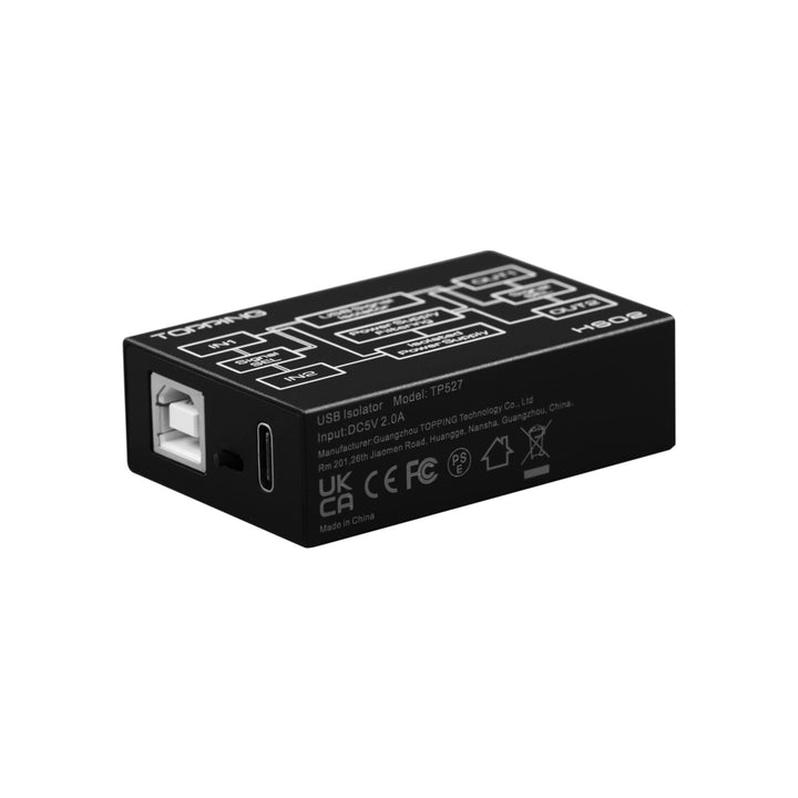 Topping HS02 USB 2.0 Hochleistungs-Audio-Isolator mit USB-B und Typ-C-Eingang, kompatibel mit PCM32b