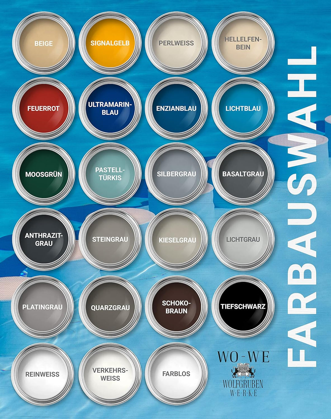 WO-WE 2K Poolfarbe Poolbeschichtung Schwimmbadfarbe - Tiefschwarz wie RAL 9005-2,5Kg RAL9005 - Tiefs