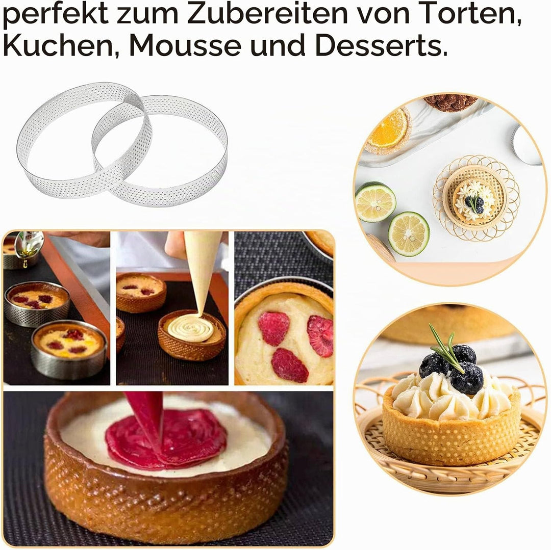 Pvczool 10 StüCk Runde Torten Ringe mit LöChern Edelstahl Kuchen Quiches Kuchen Mousse Form KüChe Ba