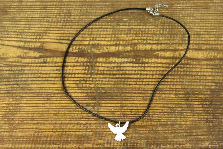 Miniblings Emaille Taube Friedenstaube Kette Halskette Vogel Lederband 45cm weiss - Handmade Modesch