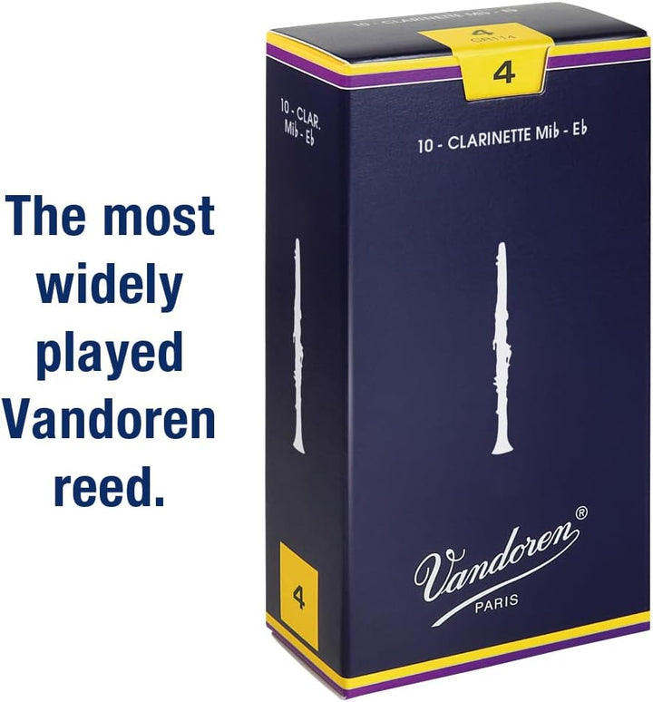 Vandoren CR114 Traditionelle Blätter für Eb-Klarinette, Stärke 4, 10 Stück, Stärke 4