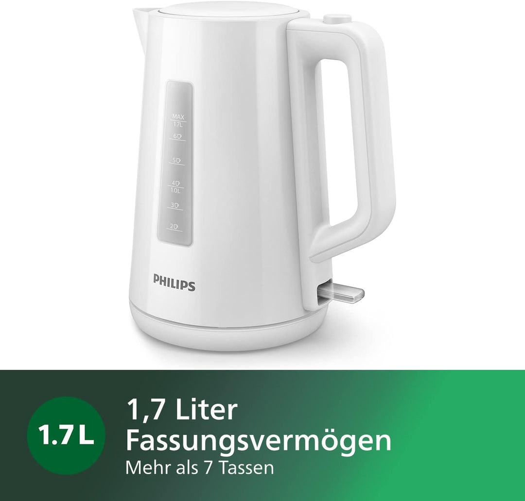 Philips Wasserkocher – 1.7 L Fassungsvermögen mit Kontrollanzeige, Pirouettenbasis, weiss (HD9318/00