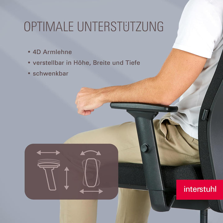 Interstuhl Edge Soft PRO Ergonomischer Bürostuhl mit Kopfstütze – Nachhaltig, Made in Germany, 10 J.