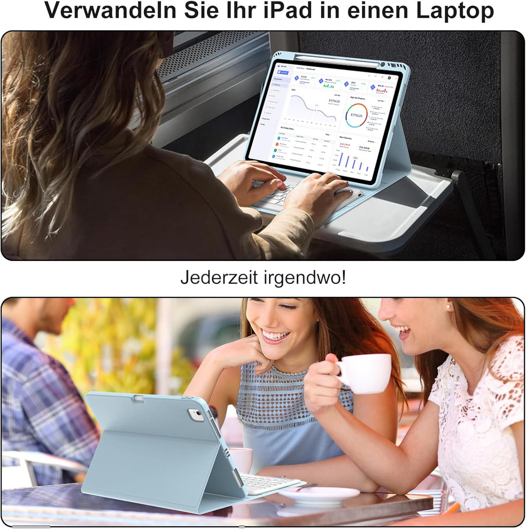Hülle mit Tastatur für iPad Pro 12.9 Zoll 6ª 2022 /5ª 2021/4ª 2020/3ª Gen 2018, QWERTZ Deutsches Mag
