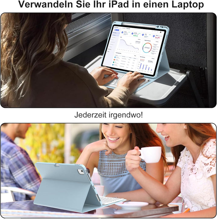 Hülle mit Tastatur für iPad Pro 12.9 Zoll 6ª 2022 /5ª 2021/4ª 2020/3ª Gen 2018, QWERTZ Deutsches Mag