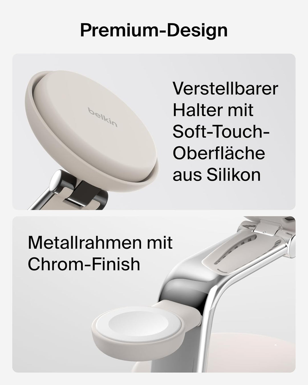 Belkin UltraCharge Pro Qi2.2 Induktive Ladestation, 25W, 3 in 1 Ladegerät MagSafe Kompatibel, Wirele