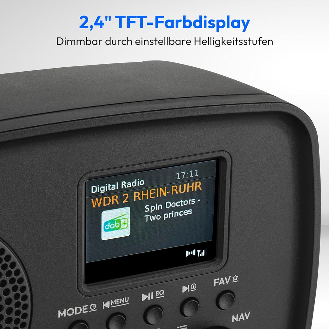 MEDION DAB+ Radio mit Bluetooth DRE-1 (DAB Plus, UKW Radio, Tropfwasserschutz, Teleskopantenne, Weck