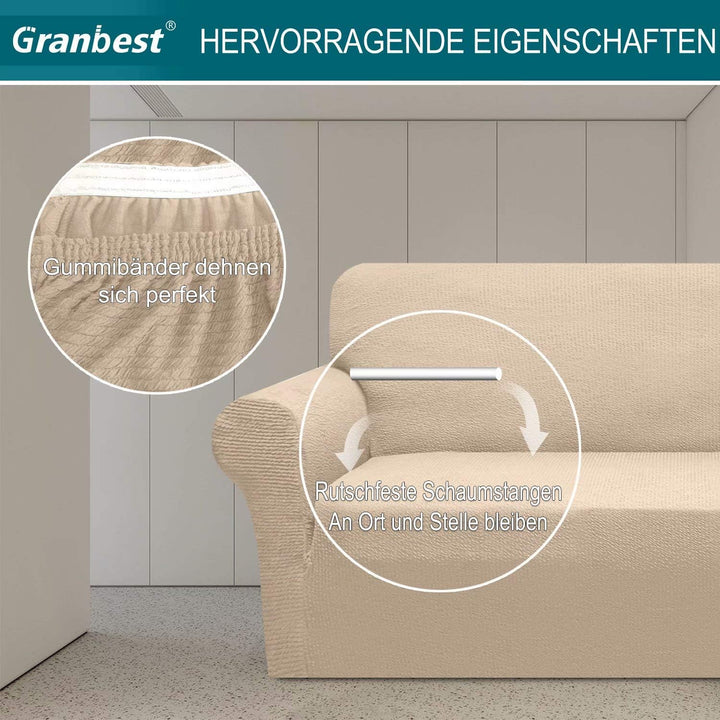 Granbest Dicke Sofabezug 4 Siter Stretch und Stilvolle Couchbezug Möbelbezüge Anti Rutsch Kratzfest