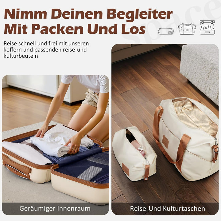 COOLIFE Koffer Trolley Koffer Reisekoffer von ABS Hartschalen Trolley 4 Rollen TSA-Schloss Der Koffe