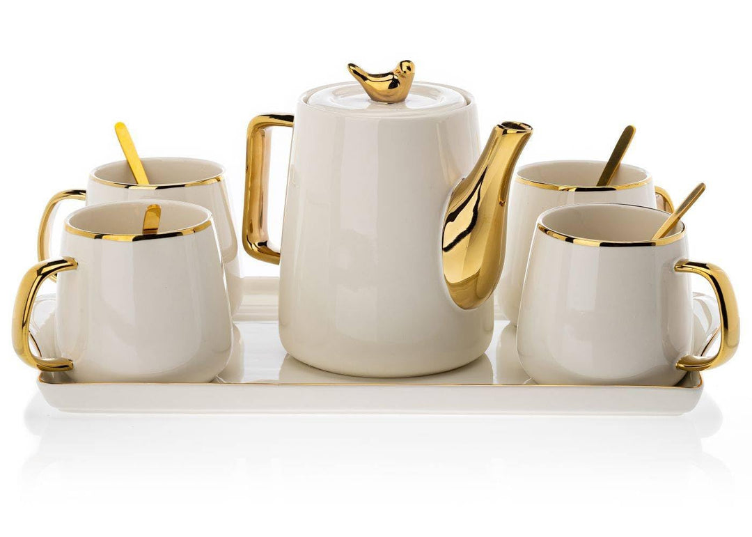 HowHomely Kaffeeservice Porzellan Teeservice 10 Stück - Tee Services Set Kaffeegeschirr für 4 Person