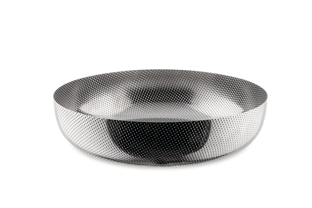 Alessi Extra Ordinary Texture Korbschale, rund aus Edelstahl, mit Reliefdekor 18/10, Stahl, Einheits
