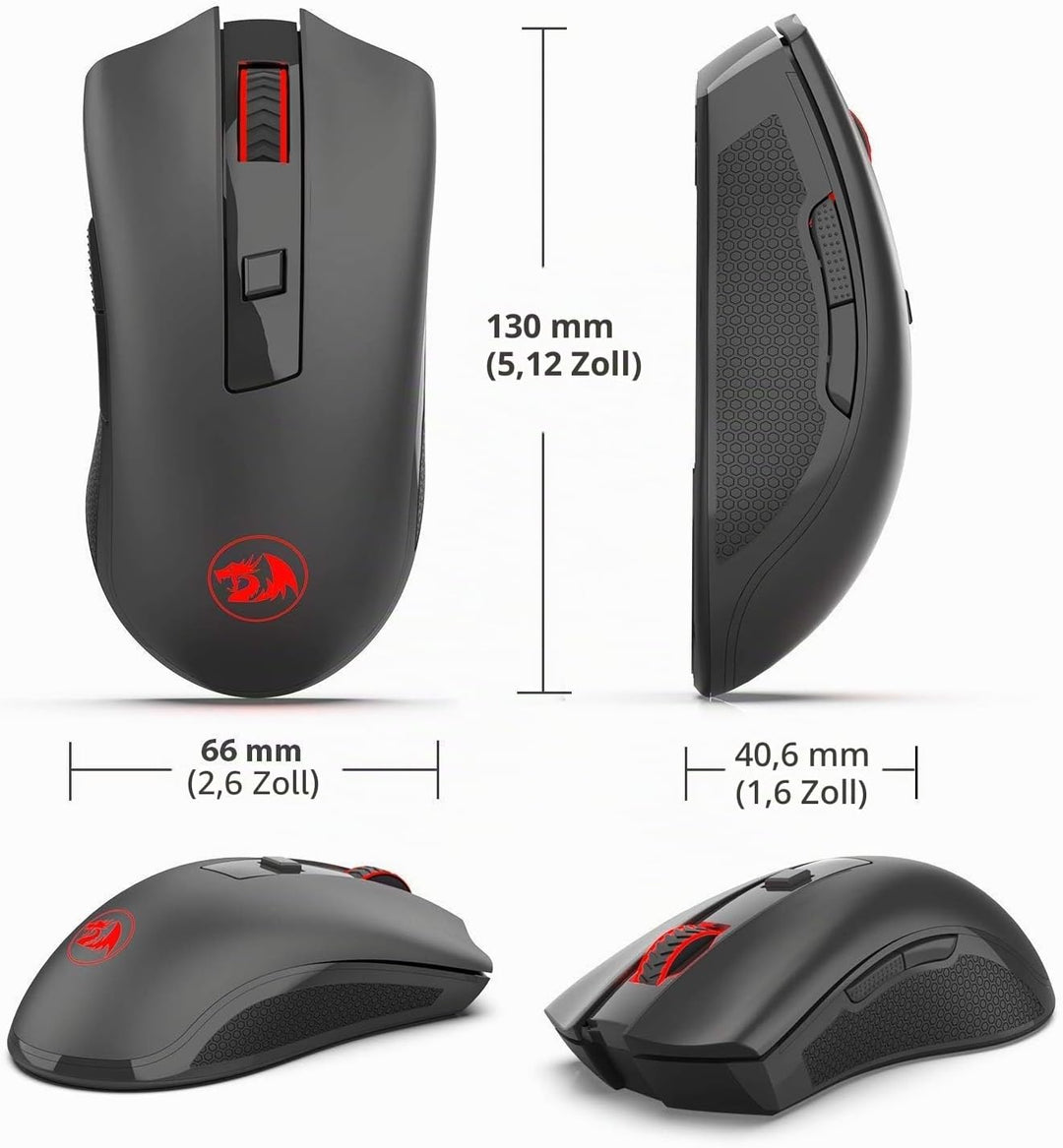 Redragon M652 Optische 2.4G Wireless Maus mit USB-Empfänger, tragbare Gaming & Office Mäuse, 5 einst