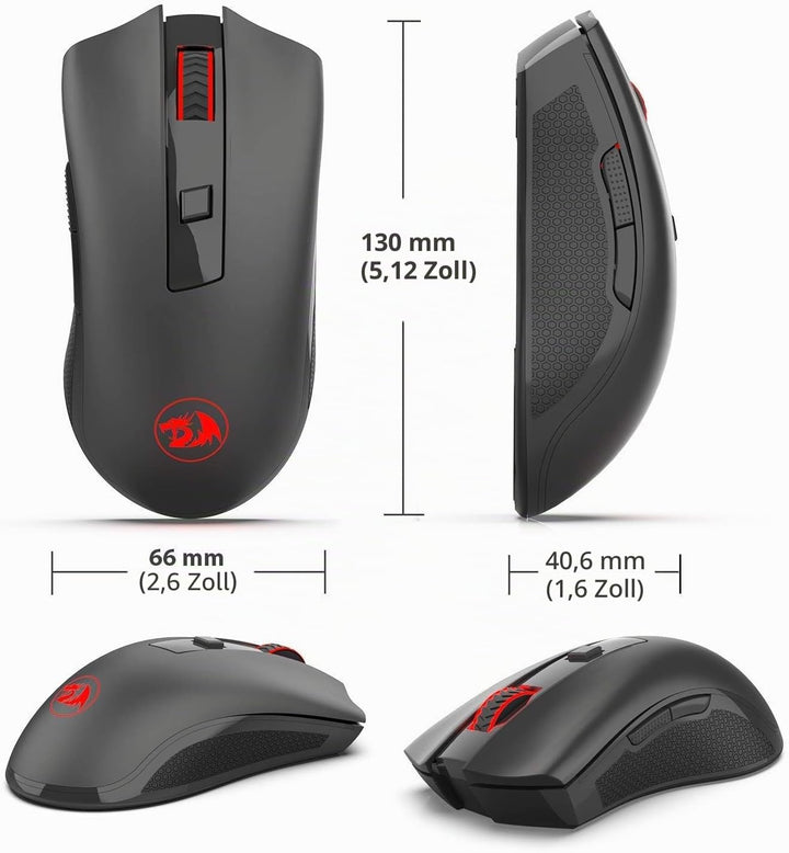 Redragon M652 Optische 2.4G Wireless Maus mit USB-Empfänger, tragbare Gaming & Office Mäuse, 5 einst