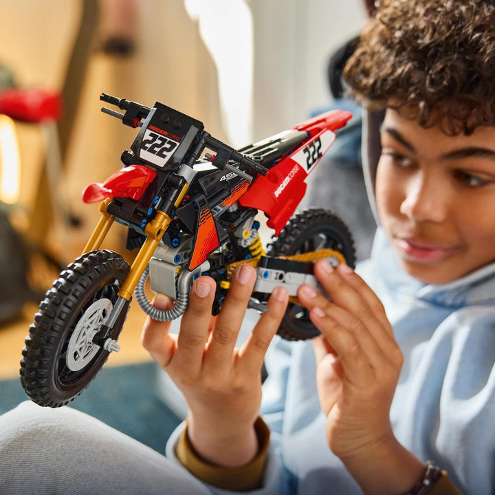 LEGO Technic Ducati Desmo450 MX Factory Motorrad Modellbausatz - Mit Motorrad Spielzeug mit Lenkung