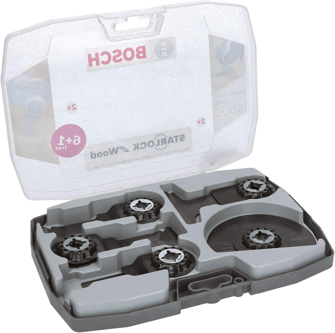 Bosch Professional 7 tlg. Starlock Tauchsägeblatt/Segmentsägeblatt Set (für Holz und Metall, Zubehör