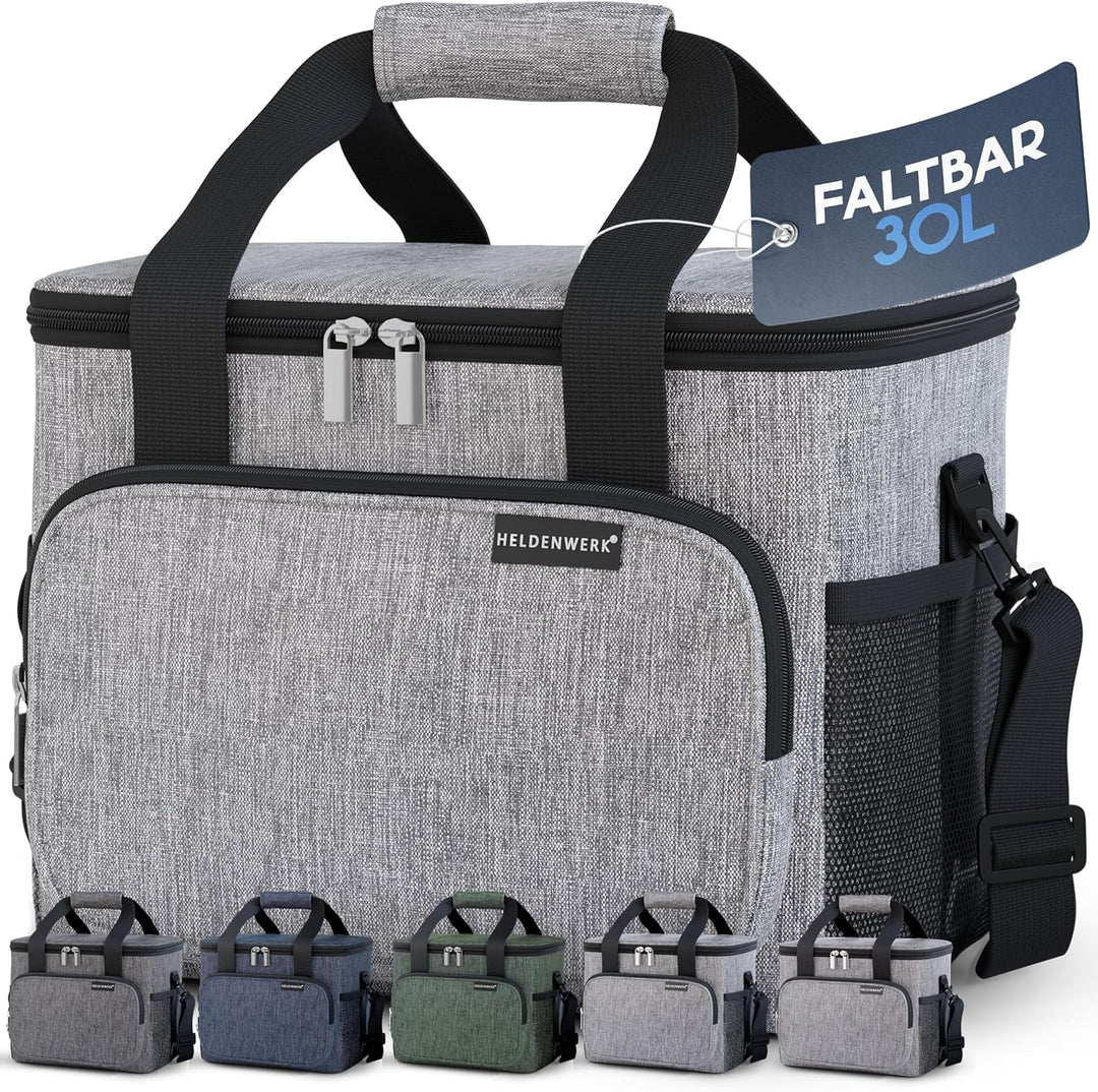 HELDENWERK Kühltasche Gross faltbar - Isolierte Kühlbox Thermotasche auslaufsicher & wasserdicht - P