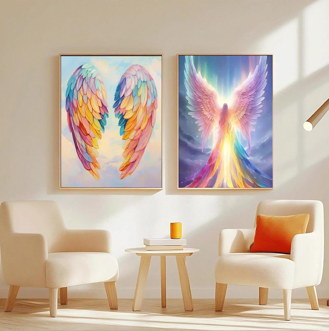 JATOK 3 Stück Malen Nach Zahlen Erwachsene, DIY Engel Gemälde für Anfänger, Handgemalt Ölgemälde Lei