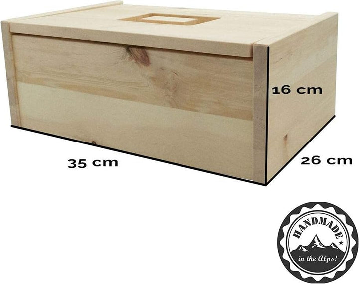 4betterdays.com NATURlich leben! Hochwertige Brotdose aus massivem Zirbenholz - 35x25x16 cm - Brotka