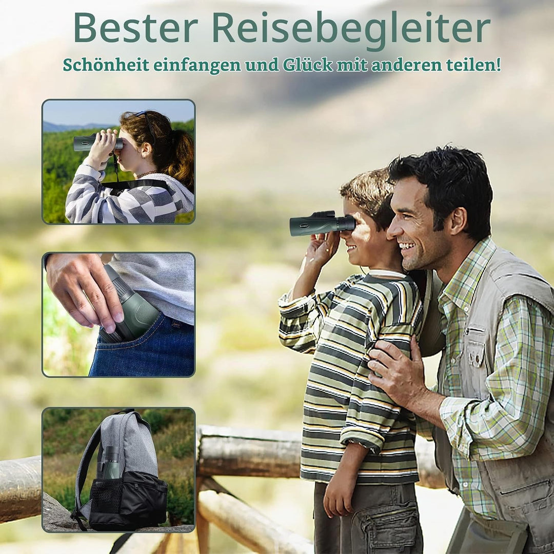 Zoom-Monokular-Teleskop, Hochleistungs-Monokular-Teleskop für Smartphone mit Stativ, HD-Monokular fü