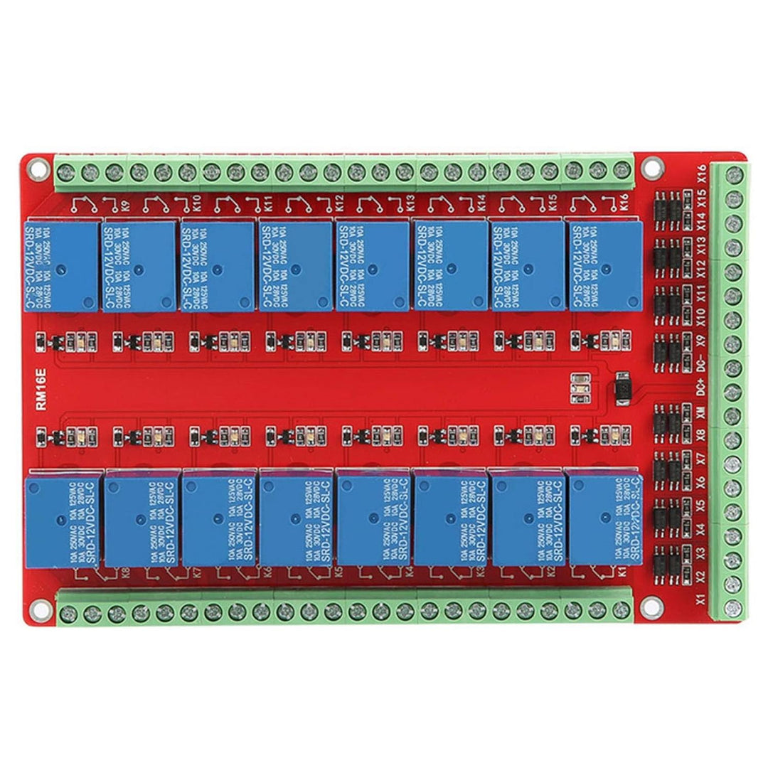 Relaisplatine, 16-Kanal-Relaismodul Schnittstellenplatine High Low Level Trigger DC 5/12/24V Schnitt