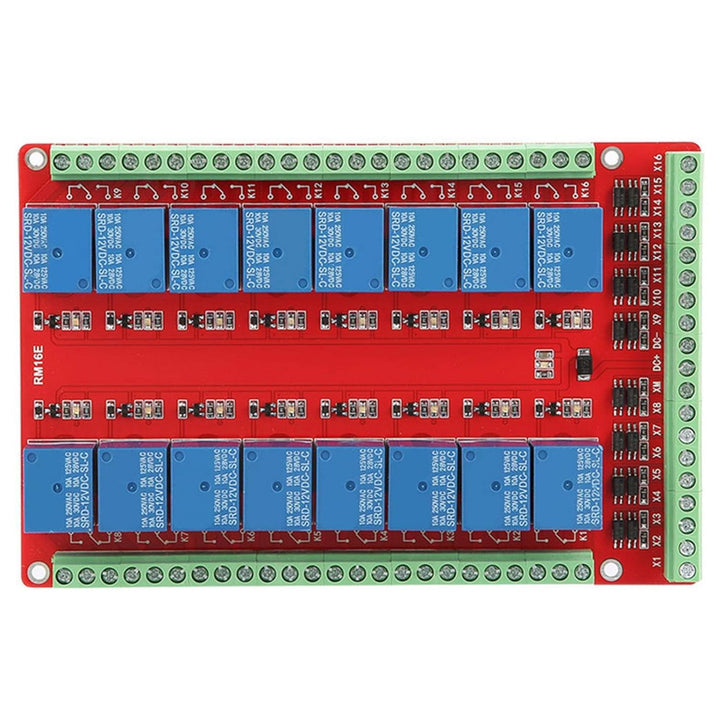 Relaisplatine, 16-Kanal-Relaismodul Schnittstellenplatine High Low Level Trigger DC 5/12/24V Schnitt