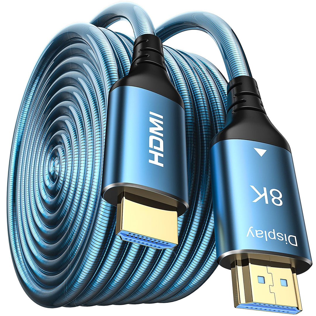 8K HDMI Glasfaserkabel 15m, Stahlpanzerung Optisch HDMI 2.1 Kabel Ultra High Speed 8K UHD Druckfest