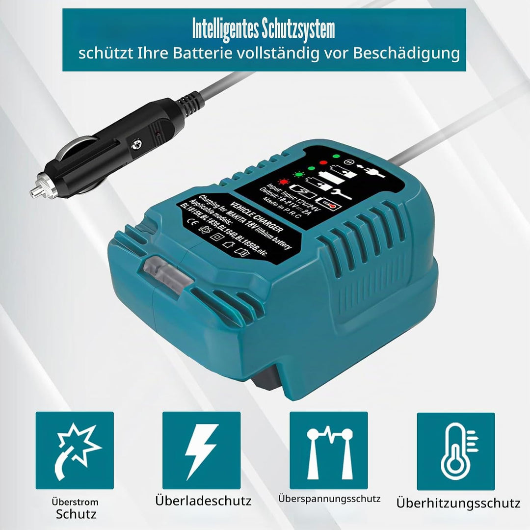 Mini Auto ladegerät für Makita 18V Akku, tragbares Schnellladegerät für das Auto, 1/4 Grösse des DC1