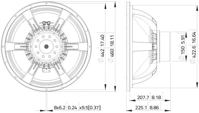 LAVOCE SAN184.03 45,7 cm Aluminium Subwoofer mit Neodym-Magnet