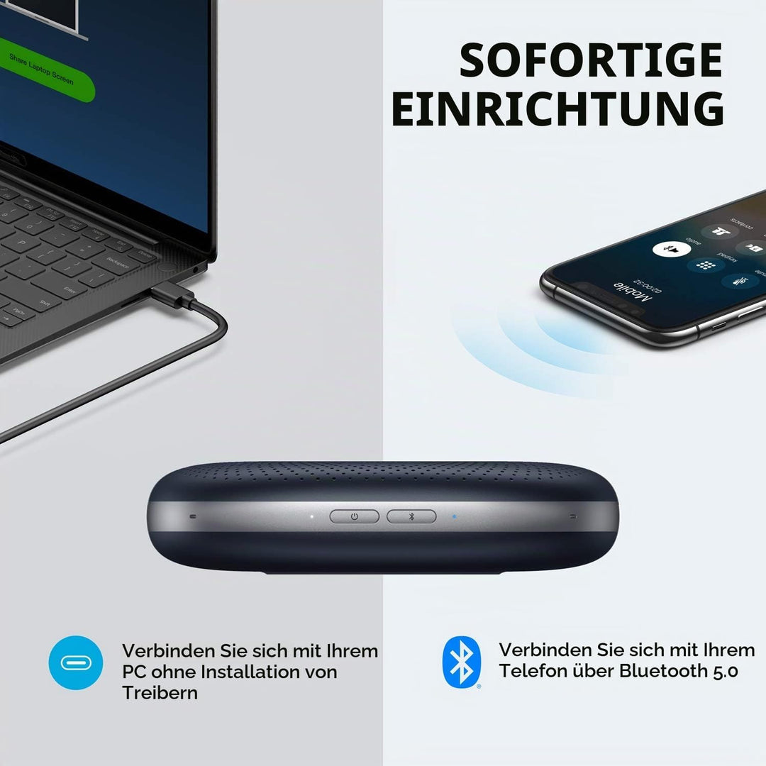 Anker PowerConf Bluetooth Konferenzlautsprecher mit 6 integrierten Mikrofonen, verbesserter Tonaufna