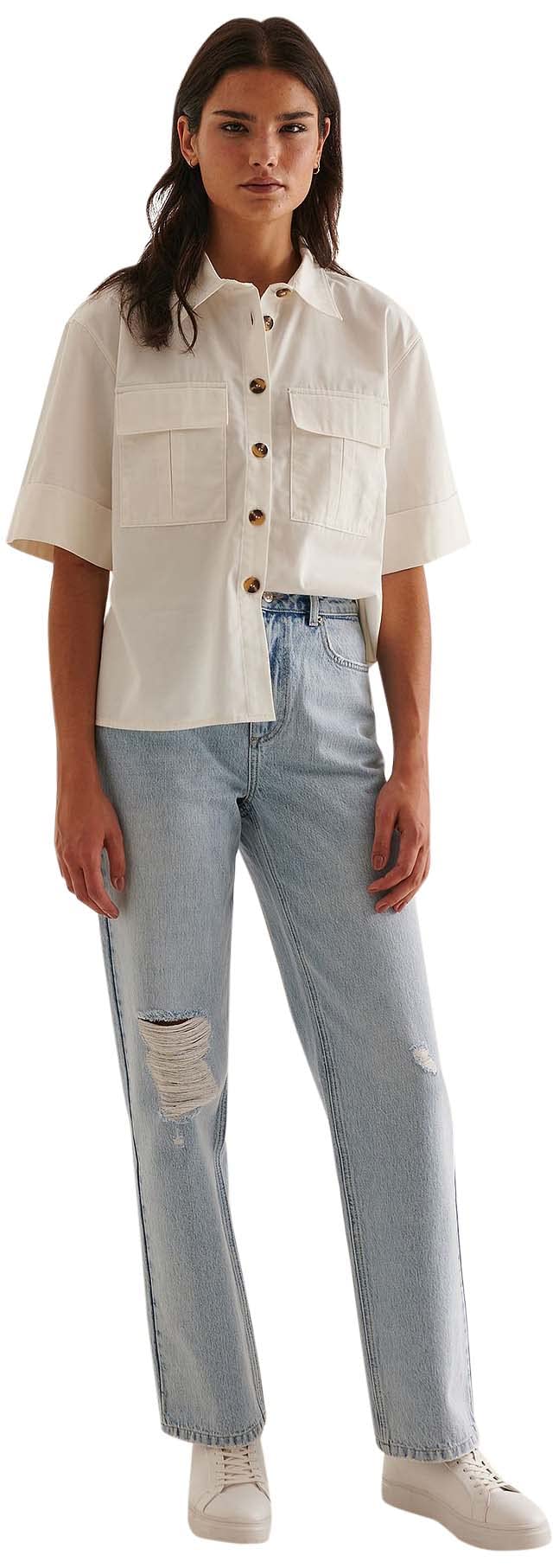 NA-KD Damen Jeans Wide Leg Highwaist Denim 34 Hellblau, 34 Hellblau