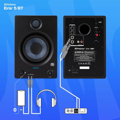 PreSonus Eris 5BT Gen 2 – 5" Desktop-Aktivlautsprecher mit Bluetooth für Multimedia, Gaming und Musi