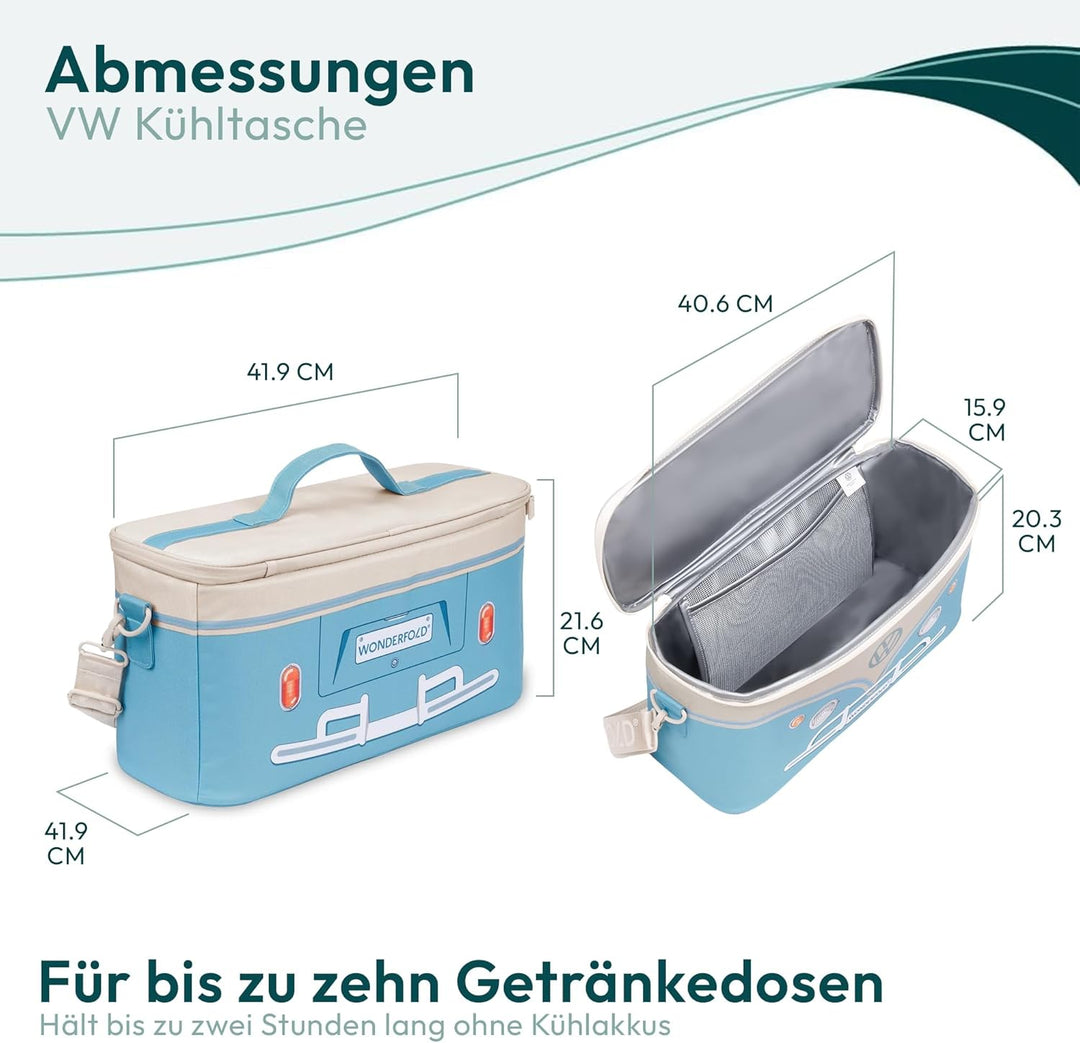 WONDERFOLD VW Elternkonsole Kinderwagen Organizer mit Getränkehalter, Wickeltasche Buggy Bondi-Blau,