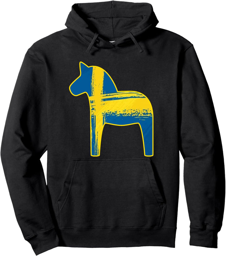 Schwedische Dala-Pferdeflagge Distressed Sweden Dalahost Pullover Hoodie