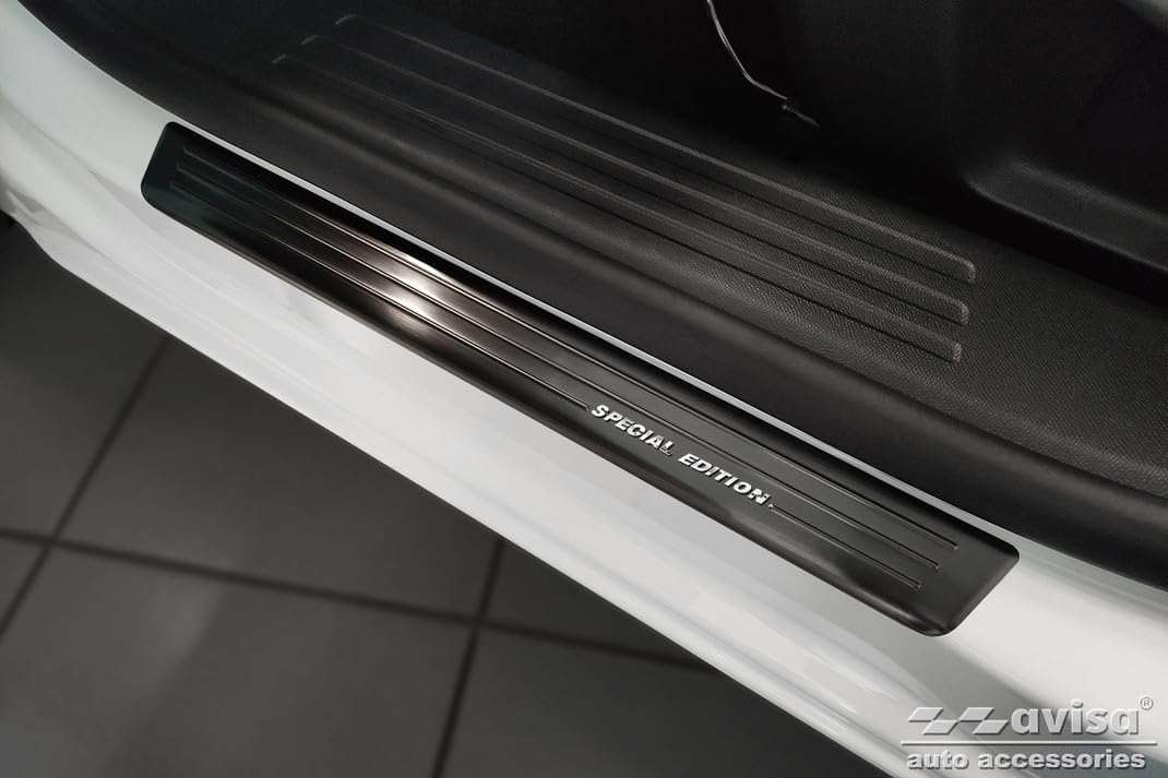 Black Inox door sill protectors compatible with Opel Mokka 2020- - 'Special Edition' - 4-pieces