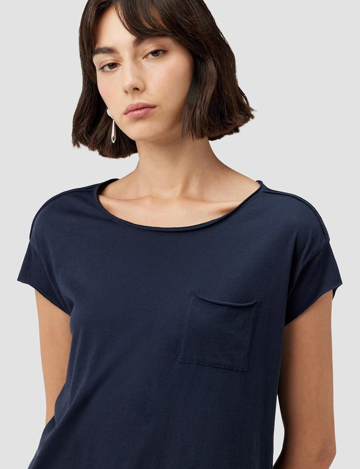 Marc OߴPolo Denim Damen T-Shirt aus Bio-Baumwolle Relaxed Fit XXS Scandinavian Blue, XXS Scandinavia