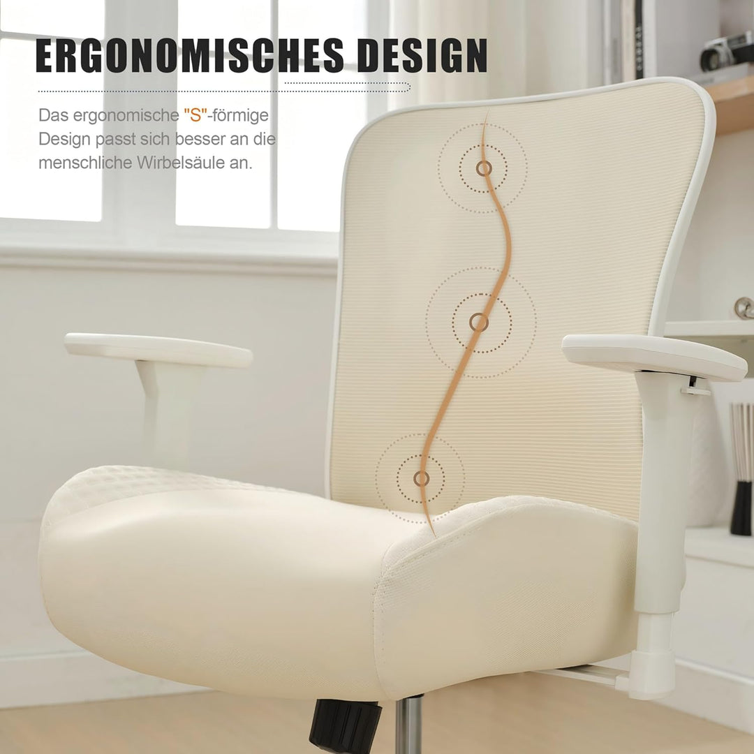 UEV Bürostuhl Ergonomisch bis 230KG, Wippfunktion,Schreibtischstuhl mit Armlehnen, höhenverstellbare