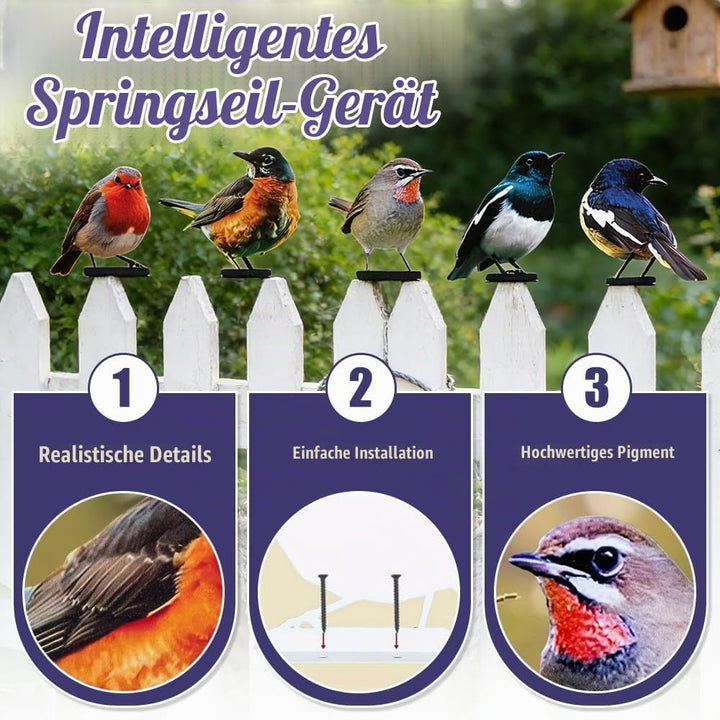 5 Stück Gartendeko Bemalte Vogel, Bunt Bemalte 2D Gartenkunst für draussen wetterfest, Vögel Gartens