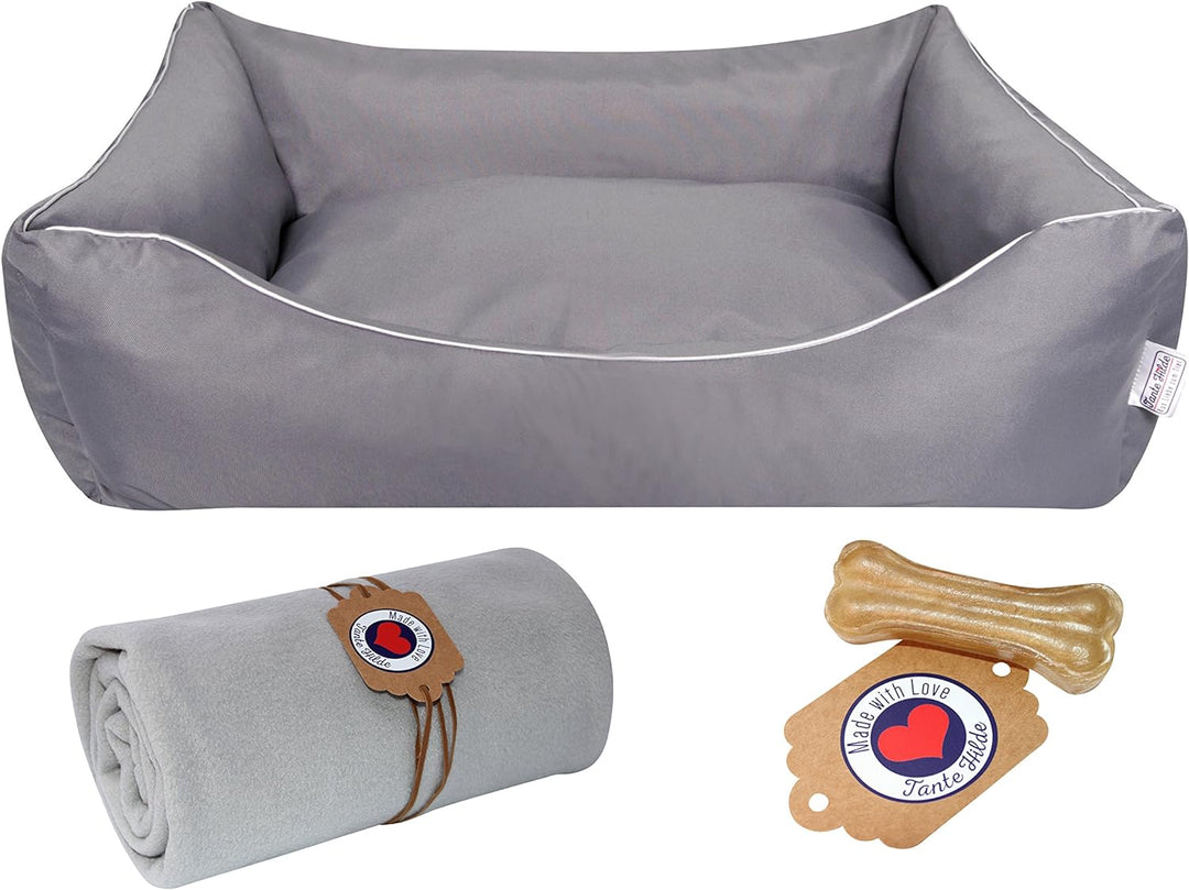 Tante Hilde Hundebett Wangerooge Set inkl. Kuscheldecke, Hundekorb, Hundekissen, Waschbar, Robust, G